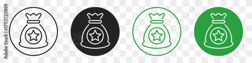 bag with star line icon set