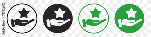 hand hold star flat icon set