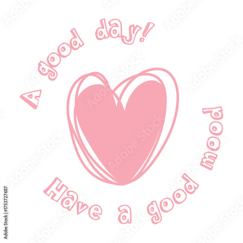  A print with a lettering and a heart for girls in vector. Vector illustration