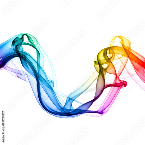 Colorful smoke swirls and dances across a black background.