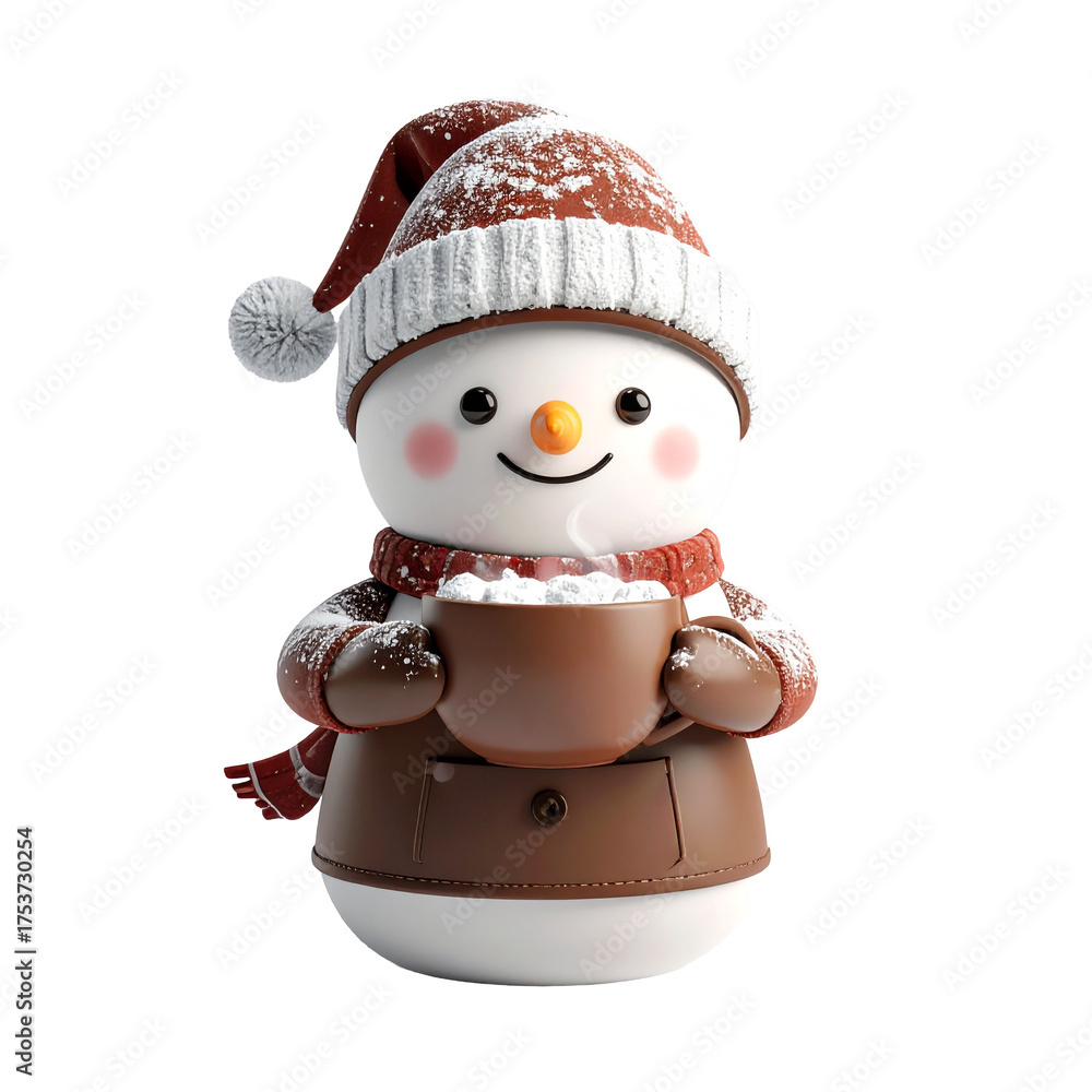 Fototapeta premium Charming Snowman Cozy Winter Drink Festive Holiday Character Warmth Celebration