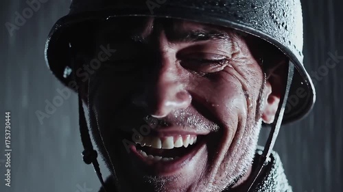WWII Soldier Smiling Close-Up (seamless loop)
