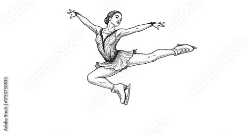 Figure Skating - Girl Performing Aerial Trick on Ice Skates