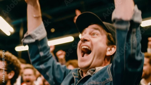 Cheering crowd in a sports arena (seamless loop)