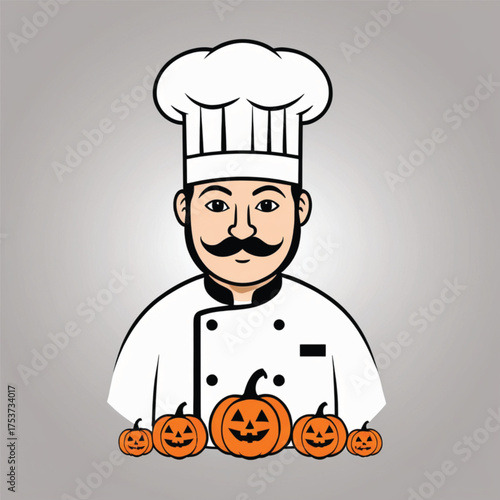 Halloween chef with pumpkin