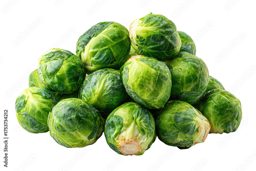 Fototapeta premium Fresh Brussels sprouts, vibrant green, tightly clustered