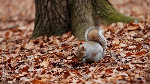 Wallpaper Mural Captivating Rare White Squirrel Foraging and Eating Amidst Golden Autumn Leaves Torontodigital.ca