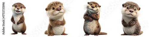 Adorable otter character poses for children's illustration, bringing a touch of playful wildlife to your designs, perfect for educational resources and engaging content