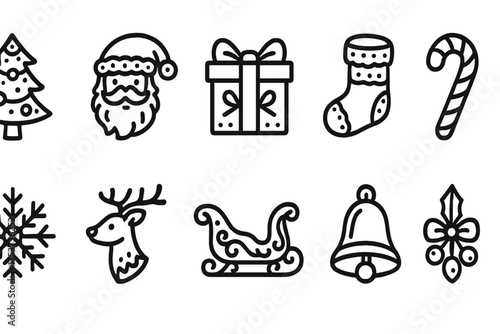 Christmas, holiday outline icon set. festive, seasonal symbols outline collection