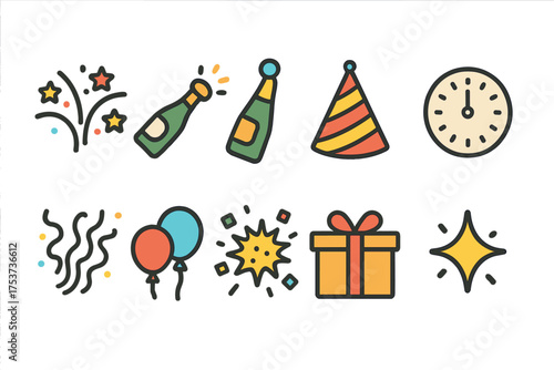 Celebration, party silhouette icon set. event, festival illustrations in silhouette style