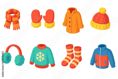 Winter clothing 3d icon set. cozy apparel and accessories collection.