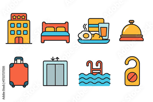 Travel and tourism outline icon set. vacation essentials symbol collection.