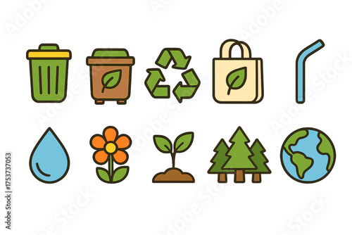 Eco-friendly, nature outline icon set. sustainable environment icons collection.
