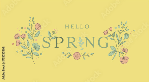 hello spring hand drawn vector of an abstract background	
