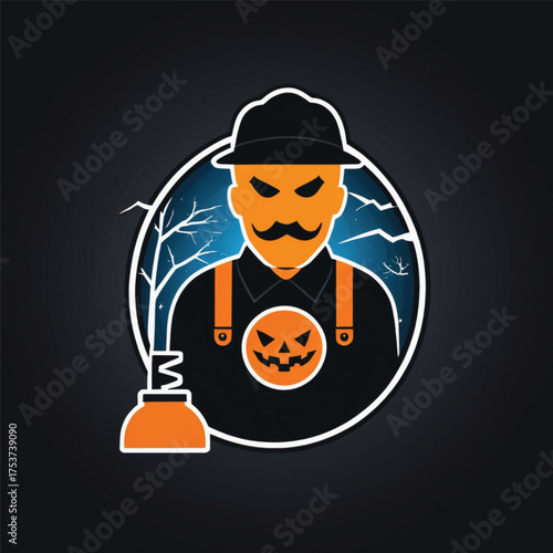 Halloween Electrician man with a helmet