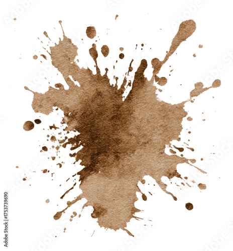 Abstract splatter of a warm brown color, resembling a stain or liquid explosion