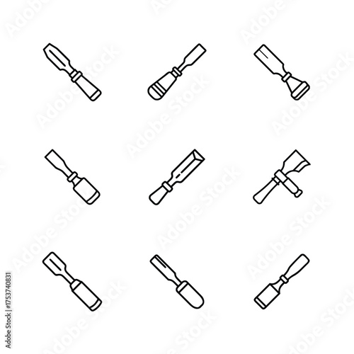 Tape Measure and Wrench Tool Icon Set, Measurement Tape and Hand Tool Taskbar Icons Bundle, Construction Tools Line Icon Pack with Wrench and Tape, Repair and Measurement Tool UI Icon Set, Minimal Too