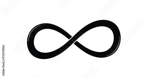 Sleek black infinity symbol on a clean white background, representing endless possibilities and eternity.