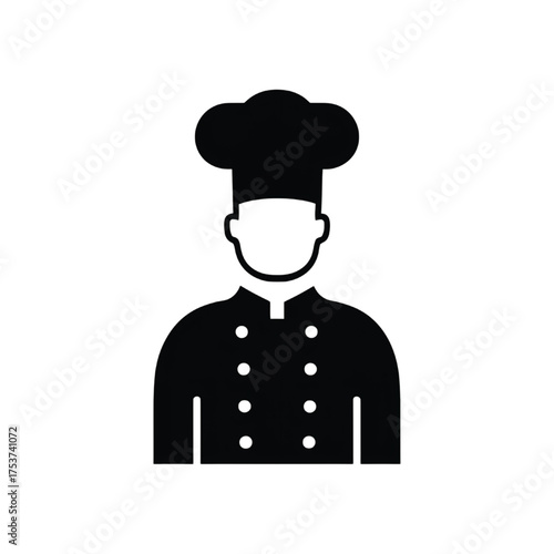 Chef Silhouette Icon with Hat and Uniform