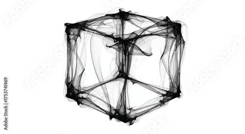 Abstract ethereal smoke cube formation on white background