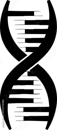 Striking black and white DNA helix symbol representing life's fundamental building blocks and scientific discovery