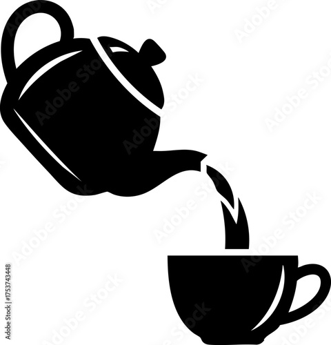 Warm comfort pours from a classic teapot into a waiting teacup, a moment of serene beverage preparation