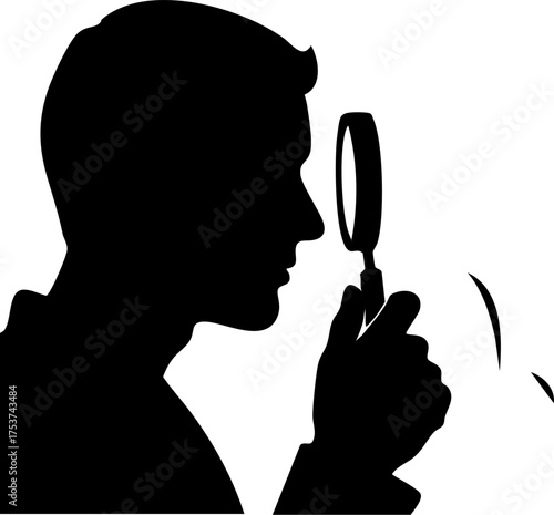 Investigator meticulously examines details with magnifying glass, seeking crucial evidence and uncovering hidden truths for ultimate discovery and success