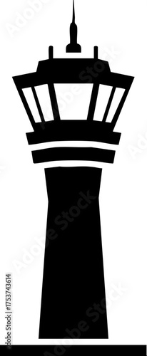 Iconic air traffic control tower silhouette symbolizing aviation safety, airport operations, and global travel connections