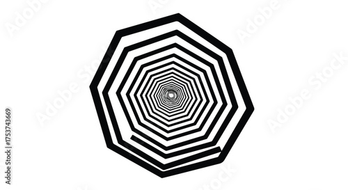 Abstract optical illusion tunnel with repeating geometric shapes and depth