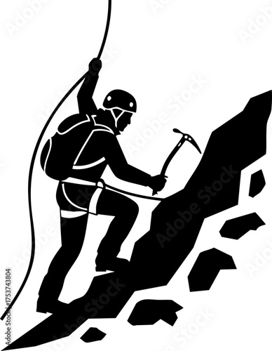 Dynamic climber conquers steep mountain peak, showcasing adventure, challenge, and human perseverance reaching new heights.