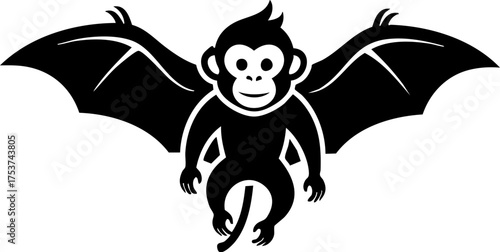 Whimsical winged monkey character soaring with playful energy, perfect for fantasy and adventure themes