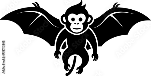 Fototapeta Whimsical winged monkey character soaring with playful energy, perfect for fantasy and adventure themes