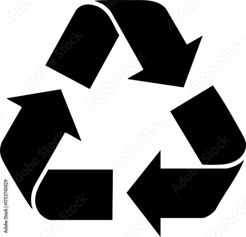Dynamic black recycling symbol representing sustainability, environmental awareness, and eco-friendly practices in a clean, modern design