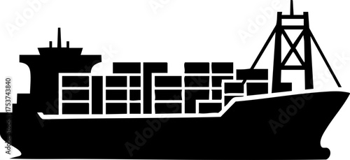 Massive cargo ship loaded with containers navigating ocean waters for global trade and logistics operations