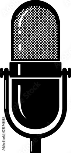 Vintage microphone icon symbolizing broadcast audio sound recording and communication for podcasts interviews and music creation