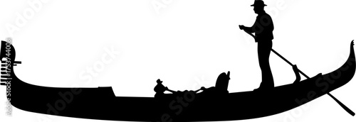 Elegant gondolier guides iconic Venetian boat through serene waterways, capturing timeless romance and travel allure