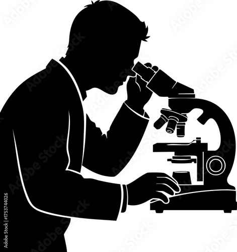 Scientist intensely examines specimen under microscope, revealing critical research findings for breakthrough discoveries in modern laboratory