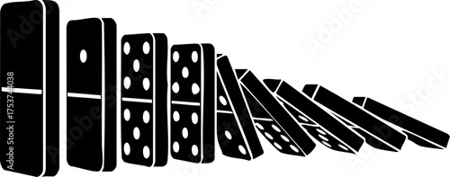 Dynamic domino effect showcases cascading momentum and strategic chain reactions for business success and impactful change