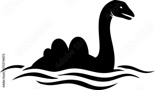 Mysterious plesiosaur-like creature emerges from dark, wavy waters creating wonder and intrigue for cryptozoology enthusiasts