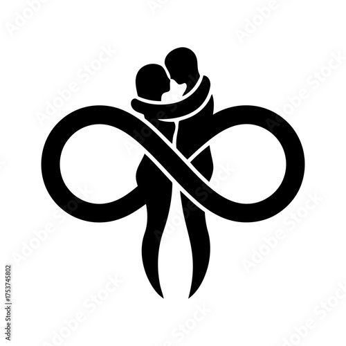 Couples hugging vector art of silhouette of a couple embracing each other with infinity symbol
