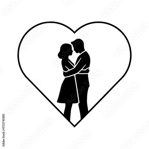 Couples hugging vector art of couple embracing in heart shape
