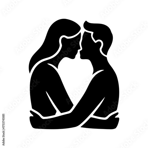 Couples hugging vector art of silhouette of a romantic couple embracing