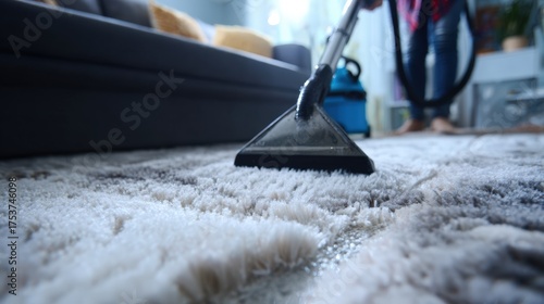 Wallpaper Mural Medium shot of a professional using hot water extraction on a carpet lifting deepseated dirt and grime efficiently for a fresh clean finish. Torontodigital.ca