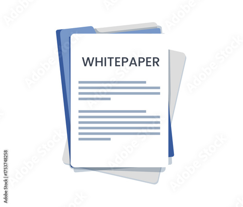 Whitepaper or document modern flat vector icon. Trend invest ico sheet doc isolated on white background. Bitcoin Docs