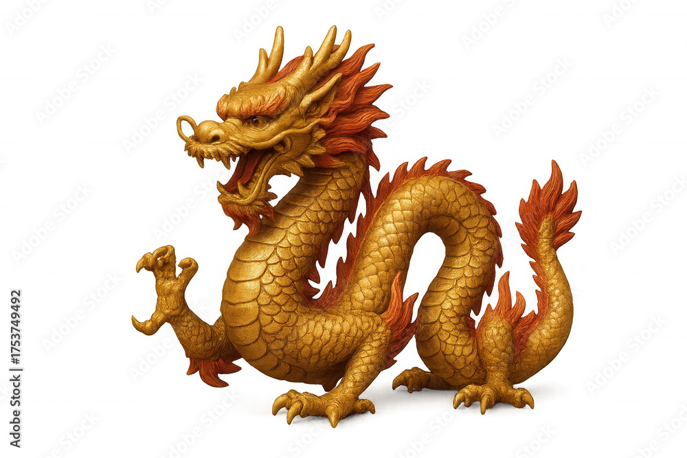 Obraz premium Golden chinese dragon symbolising power and prosperity, celebrating lunar new year and asian culture on transparent background