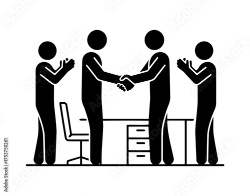 Office restart handshake vector art of business people shaking hands after successful deal