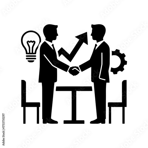 Office restart handshake vector art of business people shaking hands after successful meeting