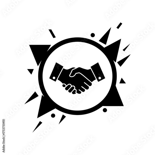 Office restart handshake vector art of handshake icon in black and white vector