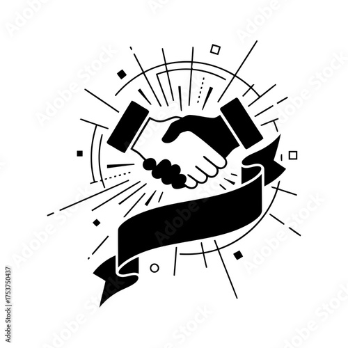Office restart handshake vector art of handshake icon for partnership and agreement