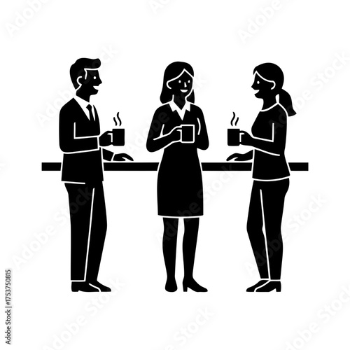 Office restart meeting vector art of business people drinking coffee
